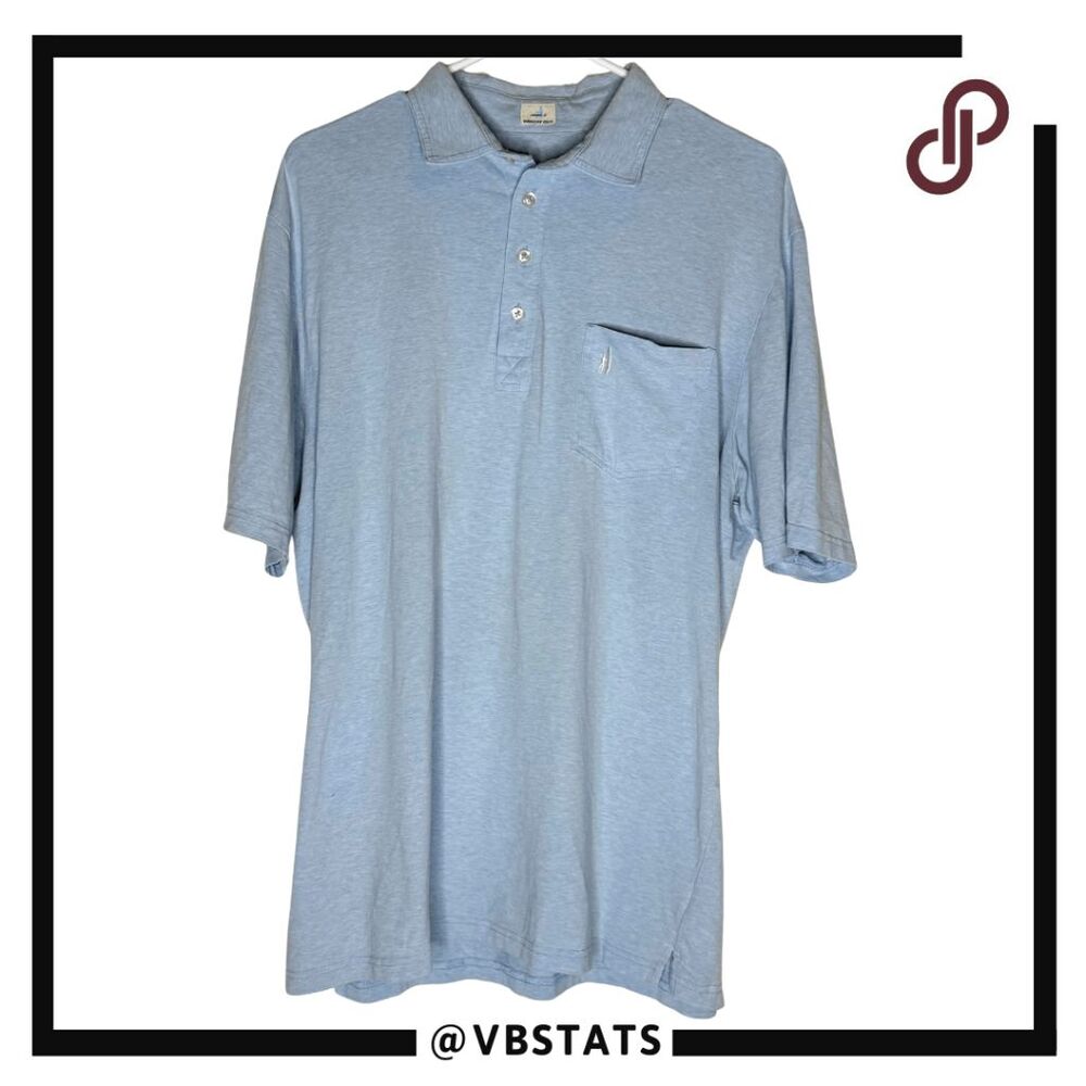 Johnnie-O Men's Hangin' Out Heathered Original 4-Button Polo Shirt Blue Sz Large
